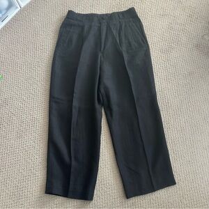 Giorgio Armani Classic Black Pleated High-Waist linen Trousers